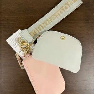 Lululemon Pink and Cream Dual Pouch Wristlet Wallet